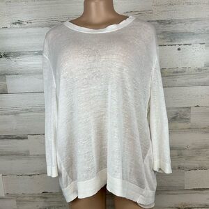 Privé Collection Linen Silk Blend Sheer Layered Top Size XL Cream Coastal Beach